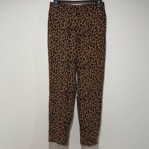 J. Crew Factory Leopard Jamie Pull On Pant Sz 2 Camel Black Fall Staple Versatil